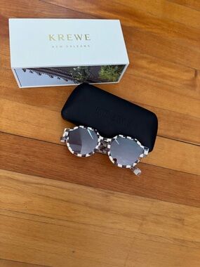 KREWE Astor Checkerboard Sunglasses in Crystal and Blue